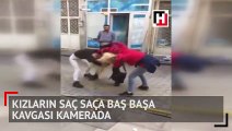 Malatya'da genç kızların saç saça baş başa kavgası kamerada