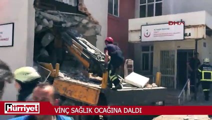 Freni boşalan vinç sağlık ocağına daldı: 1 ölü