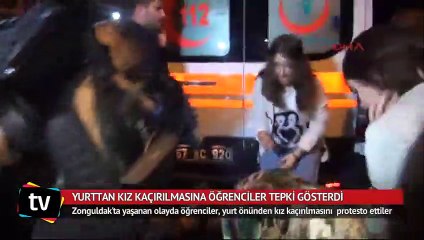 Yurt önünde gece vakti 'kız kaçırma' protestosu