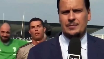 funny moment cristiano ronaldo on news reporter