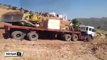 TIR üzerine mermer bloğu yüklemek isterken...