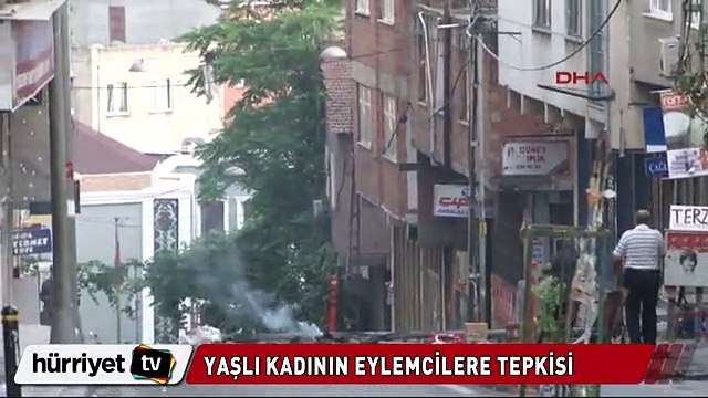 Yaşlı kadından eylemcilere sert tepki