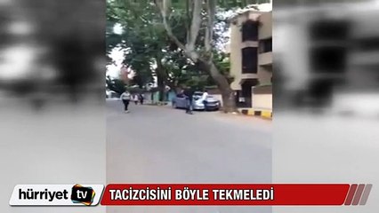 Tacizcisine tekme attı