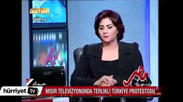 Mısır televizyonunda terlikli Türkiye protestosu