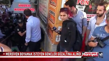 İZMİT'TE MERDİVEN BOYAMAK İSTEYEN GENÇLER GÖZALTINA ALINDI