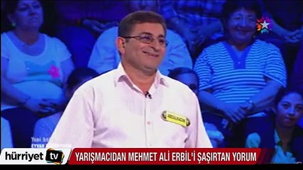 Yarışmacıdan Mehmet Ali Erbil'i şaşırtan yorum