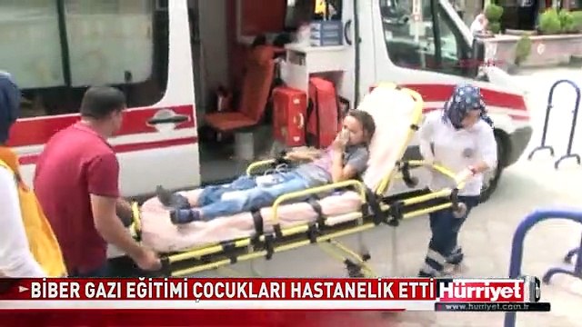 POLİSİN BİBER GAZI EĞİTİMİ OKUL BAHÇESİNDE OYNAYAN ÇOCUKLARI HASTANELİK ETTİ