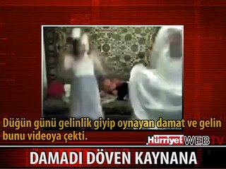 Скачать видео: GELİNLİK GİYEN DAMADA KAYNANA DAYAĞI