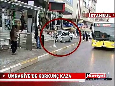 ÜMRANİYE OTOBÜS DURAĞINDA FIRLAYAN TEKERLEK DEHŞETİ