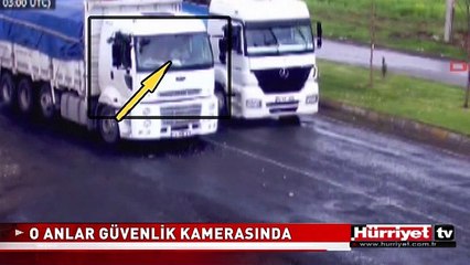 KAZA YAPAN KAMYON SÜRÜCÜSÜ YANINDAKİYLE YER DEĞİŞTİRDİ