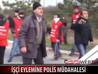 İŞÇİLERE POLİS DAYAĞI KAMERADA