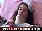 ÇATIDAKİ KAR GENÇ KIZIN ÜZERİNE BÖYLE DÜŞTÜ