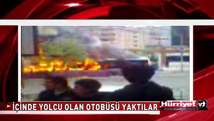 YOLCU DOLU OTOBÜSÜ MOLOTOF KOKTEYLİ ATARAK YAKTILAR