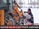 KARDA MAHSUR KALAN EŞEK BÖYLE KURTARILDI