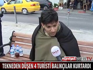 TEKNEDEN DÜŞEN 4 TURİSTİ BALIKÇILAR KURTARDI