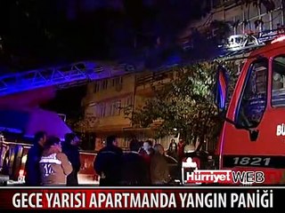 GECE YARISI APARTMANDA YANGIN PANİĞİ