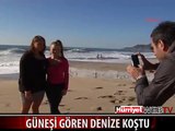 ALANYA’DA TURİSTLER SAHİLE KOŞTU