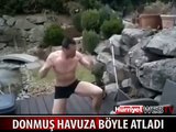 DONMUŞ HAVUZA ATLADI(!)