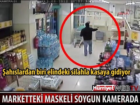 MARKETTEKİ MASKELİ SOYGUN KAMERADA