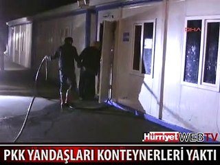PKK'LI TERÖRİSTLER VAN'DA SINIF OLARAK KULLANILAN KONTEYNERLERI YAKTI