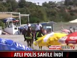 ANTALYA'DA ATLI POLİSLER SAHİLE İNDİ