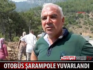 OTOBÜS ŞARAMPOLE YUVARLANDI 37 KİŞİ YARALANDI