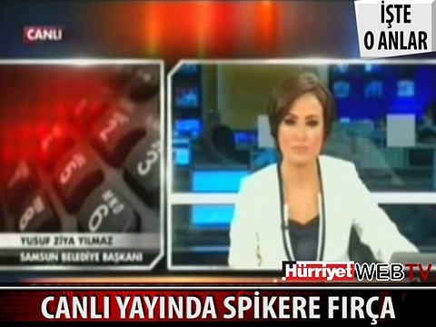 CANLI YAYINDA SPİKERİ BÖYLE FIRÇALADI