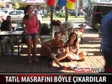 3 RUS KIZ ANTALYA'DA TATİL MASRAFINI BÖYLE ÇIKARDI