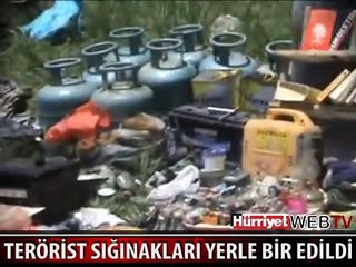 TERÖRİST SIĞINAKLARI BÖYLE YERLE BİR EDİLDİ