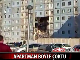 DOĞALGAZ PATLAMASI APARTMANI BÖYLE ÇÖKERTTİ
