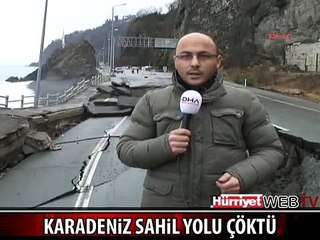 DALGALAR KARADENİZ OTOYOLU'NU ÇÖKERTTİ