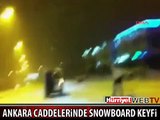 SNOWBOARD YAPAN GENÇLER GÖRENLERİ ŞAŞIRTTI