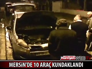 TERÖRİSTLER MERSİN'DE 10 ARACI YAKTI