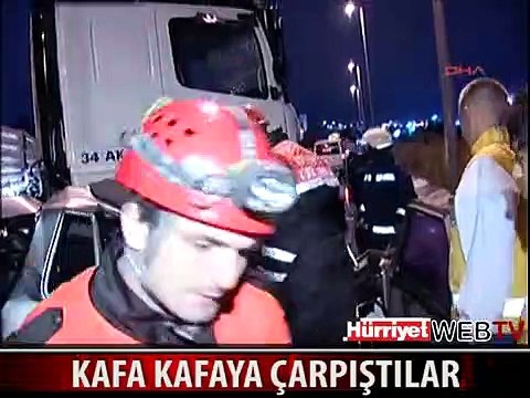 TIR VE OTOMOBİL KAFA KAFAYA ÇARPIŞTI..!!