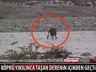 YAŞLI ADAM TAŞAN DEREDEN BÖYLE GEÇTİ