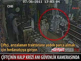 ÇİFTÇİNİN KALP KRİZİ ANI KAMERADA