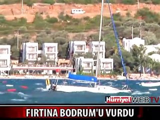 FIRTINADA YATLAR KARAYA SÜRÜKLENDİ