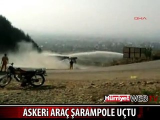 ASKERİ ARAÇ ŞARAMPOLE YUVARLANDI