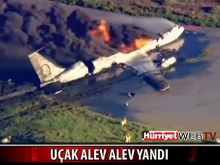 ABD UÇAĞI ALEV ALEV BÖYLE YANDI