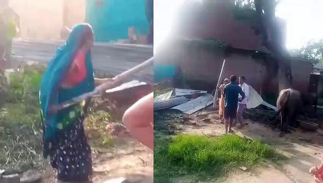 सुल्तानपुर लंभुआ तहसील क्षेत्र के गजापुर में नाली सफाई के विवाद में हुई मारपीट दबंग महिला और उसके पति द्वारा भैंस बांधने के लिए रखें टीनसेट को गिराया गया और मारपीट किया गया
