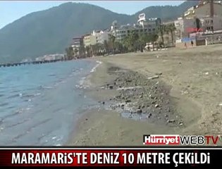 MARMARİS'TE KORKUTAN DENİZ ÇEKİLMESİ