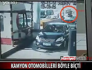 KAMYON GİŞEDEKİ ARAÇLARI BÖYLE BİÇTİ