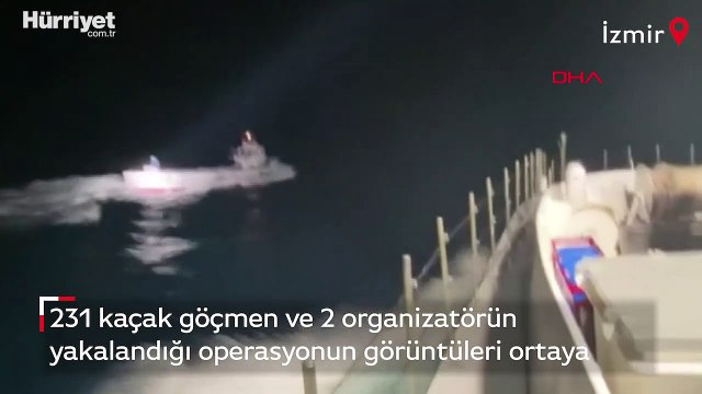 İzmir'de 231 kaçak göçmen ve 2 organizatörün yakalandığı operasyonun görüntüleri ortaya çıktı