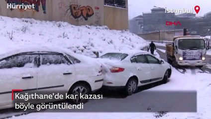 Kağıthane'de kar kazası! O anlar kamerada