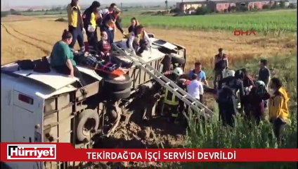 Tekirdağ'da işçi servisi devrildi