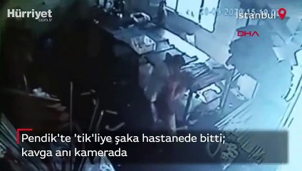 İş yerinde 'tik' şakası hastanede bitti! Kavga anı kamerada