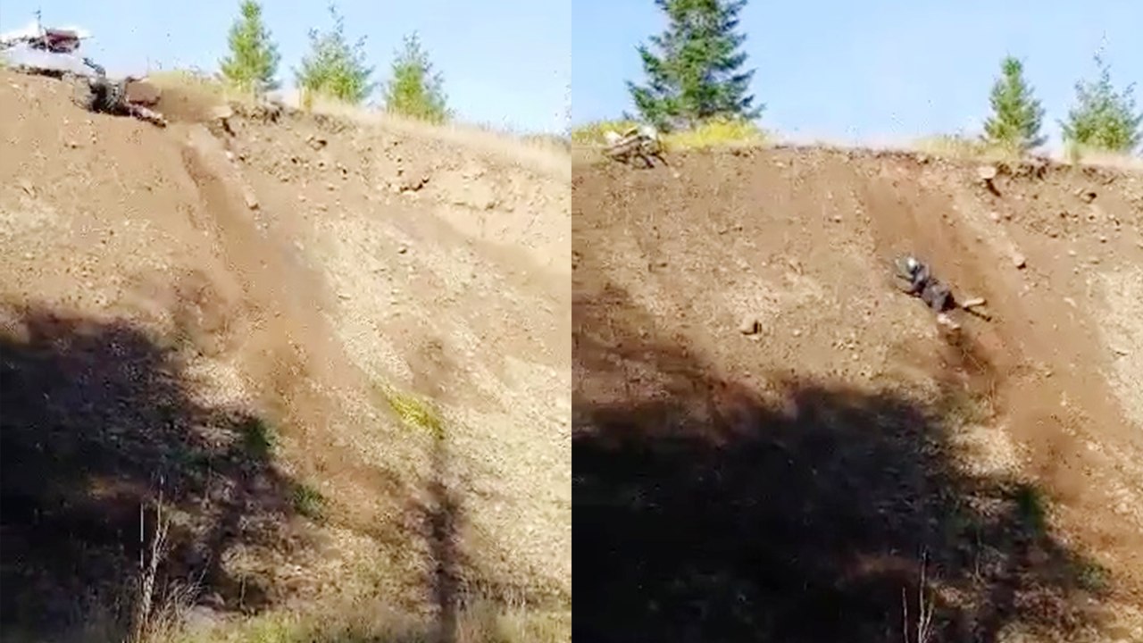 NASTY dirt bike fail teaches rider the meaning of an UPHILL battle