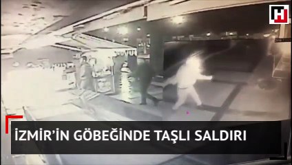 İzmir’in göbeğinde taşlı saldırı