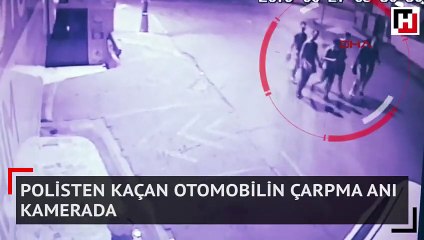 Polisten kaçan otomobilin çarpma anı kamerada