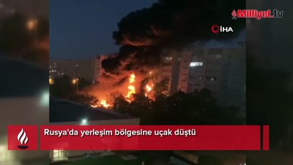 Rusya'da yerleşim bölgesine uçak düştü